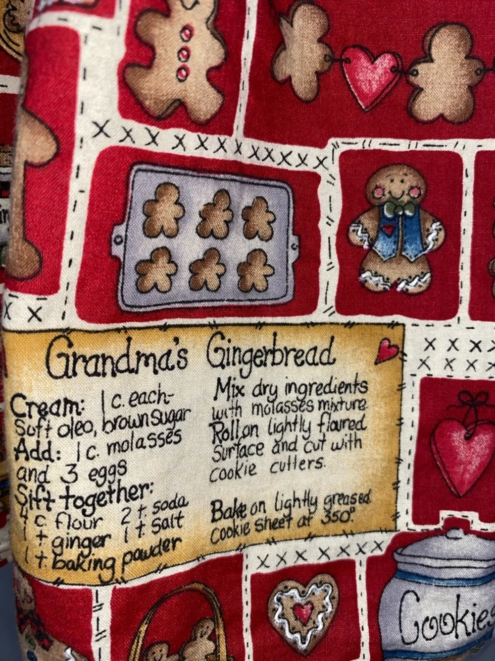 Vintage Baking Apron Grandma's Gingerbread Holiday by Dianna Marcum Red